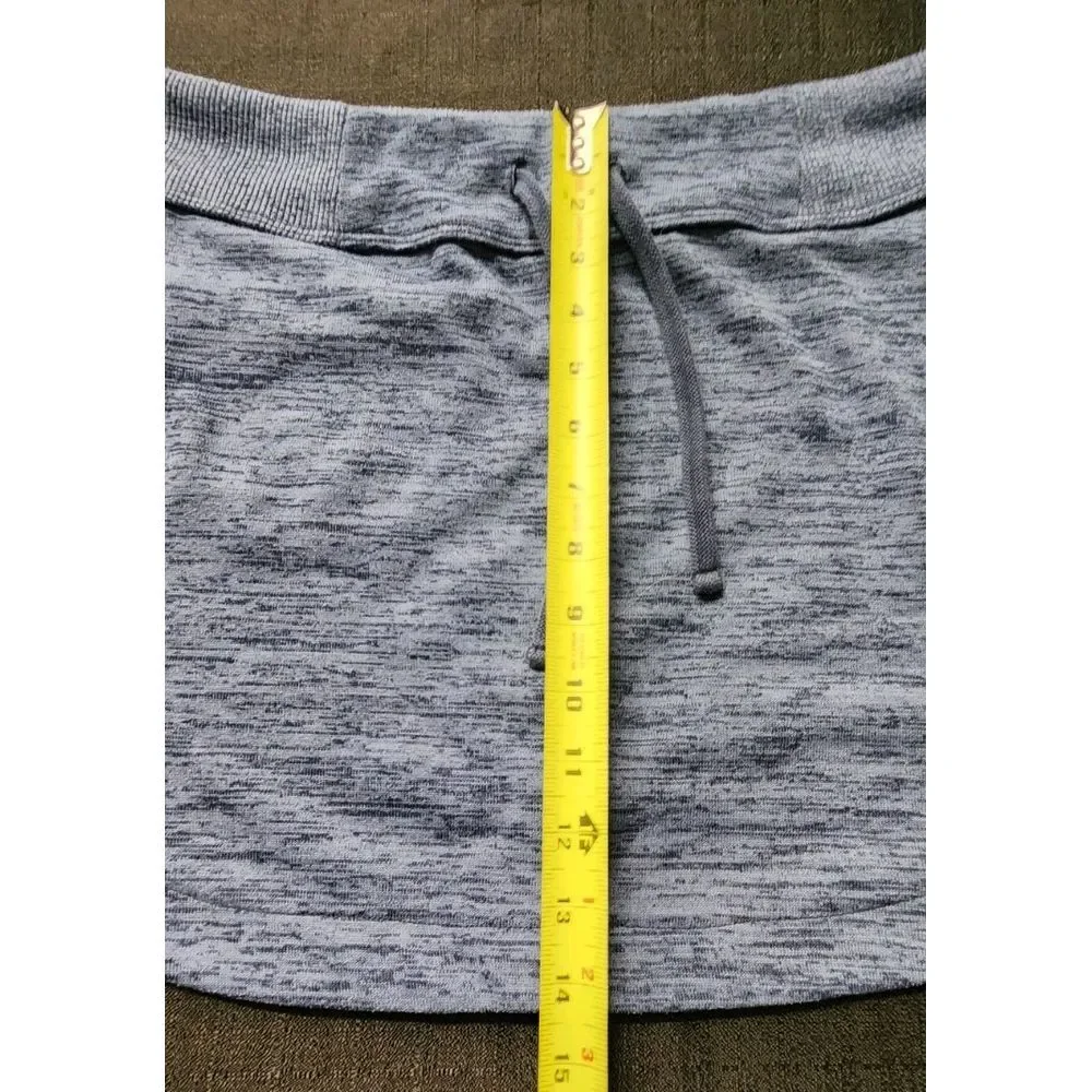 Athleta Downplay Heathered Blue Curved Hem Pocket Elastic‎ Waist Skirt Small EUC